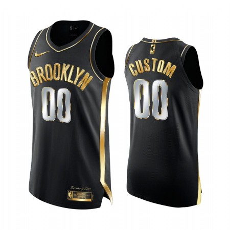 Maillot Basket Homme Brooklyn Nets Personnalisé 2020-21 Noir Golden Edition Swingman